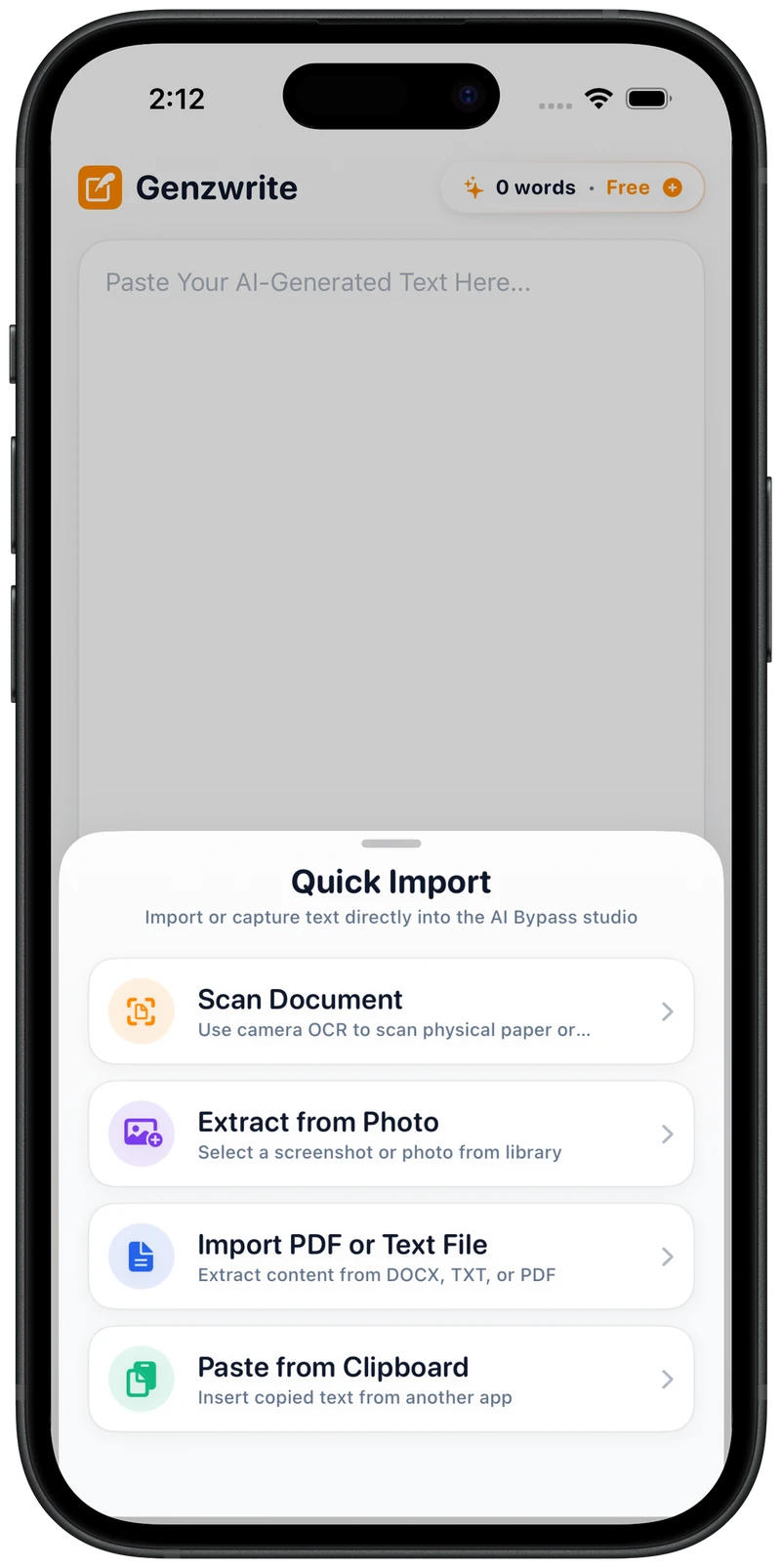 Genzwrite app on iPhone